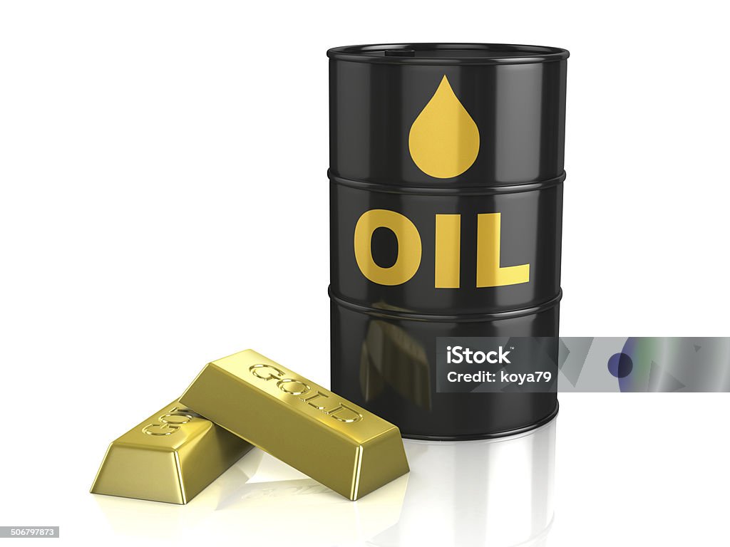 oil tank and gold bars Crude Oil Stock Photo