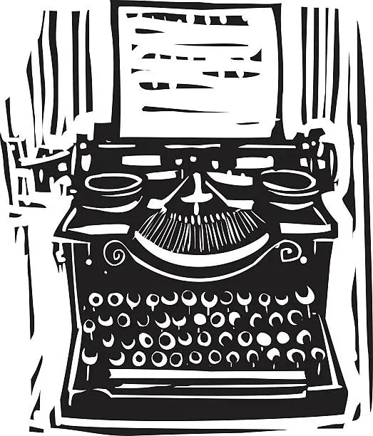 Vector illustration of Woodcut Typewriter