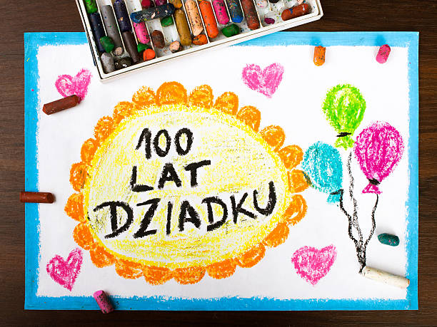 istock Color drawing: grandfather's day card drawn by a Polish child 506798634