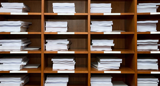 archivist of papers and files stock photo
