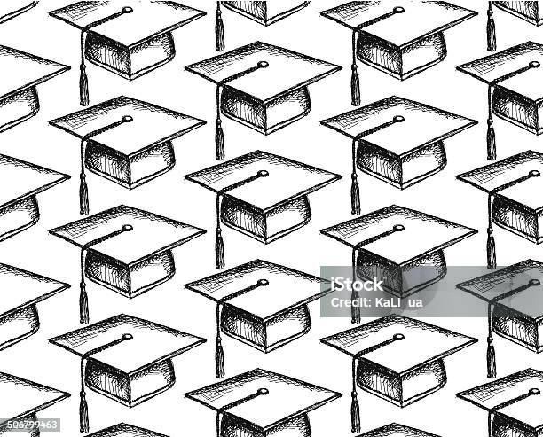 Ilustración de Boceto Tapa De Graduación y más Vectores Libres de Derechos de Aprender - Aprender, Birrete, Borla