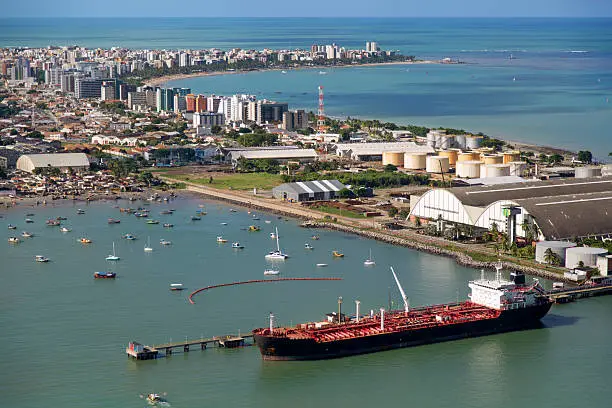 Maceio port and Pajucara Beach in the background
