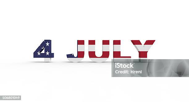 3d 4 July Text With The American Flag Pride Inside Stock Photo - Download Image Now