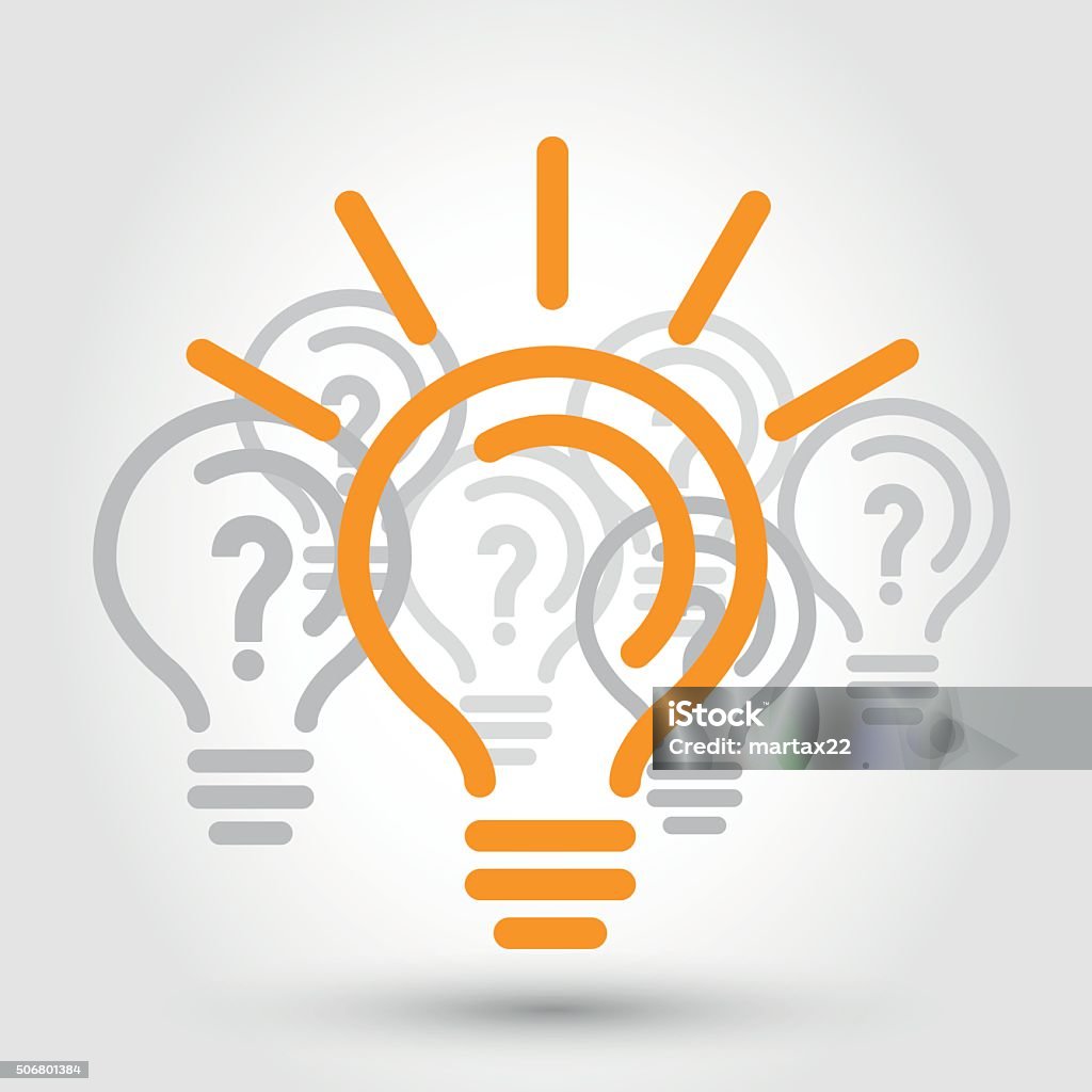 idea illustration with bulbs idea illustration with bulbs, nbulb concept Question Mark stock vector