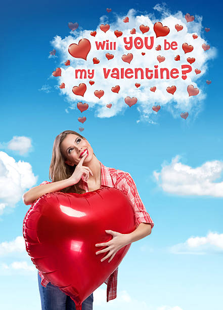 istock Woman and hearts with valentine question 506816574