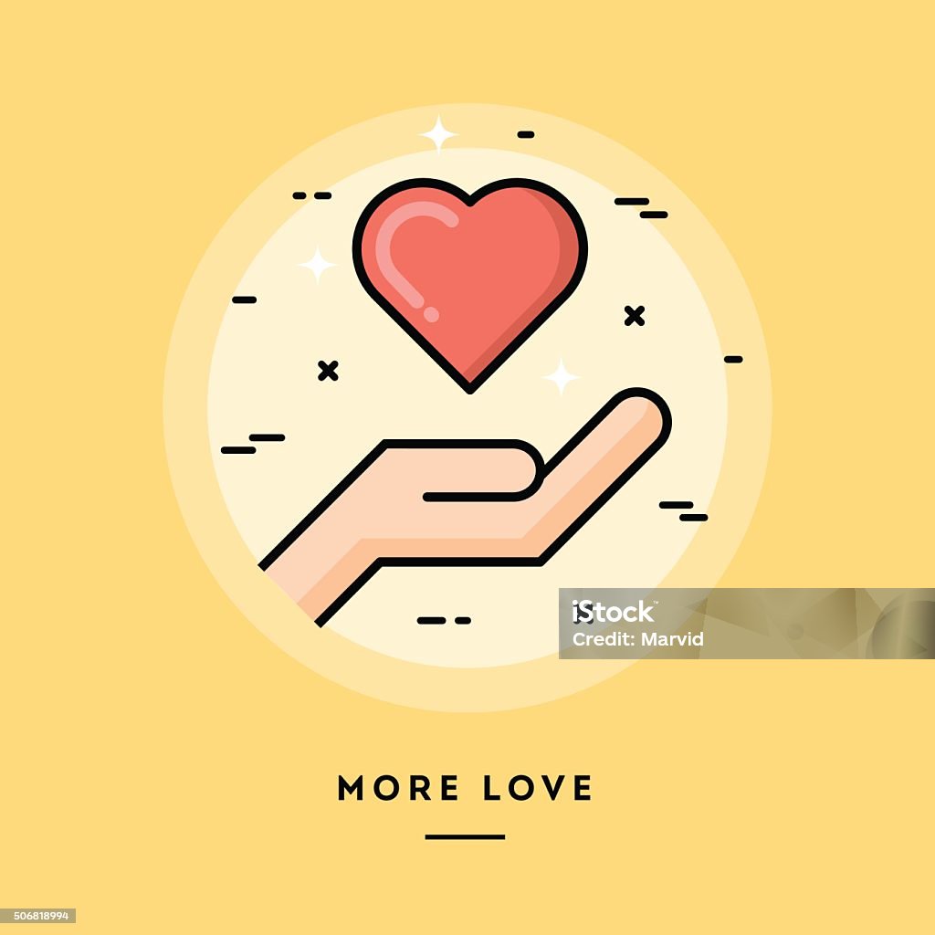 Mais amor, projeto plano banners de linha fina - Royalty-free Amor arte vetorial