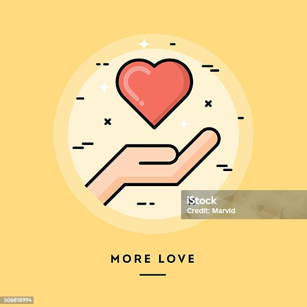 Mais Amor Projeto Plano Banners De Linha Fina - Arte vetorial de stock e mais imagens de Amor - Amor, Símbolo de ícone, Abundância