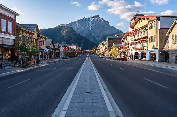 scenic view of Banff townsite stock photo