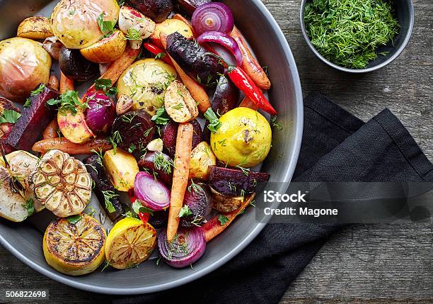 Roasted Fruits And Vegetables Stock Photo - Download Image Now - Vegetable, Roasted, Rutabaga