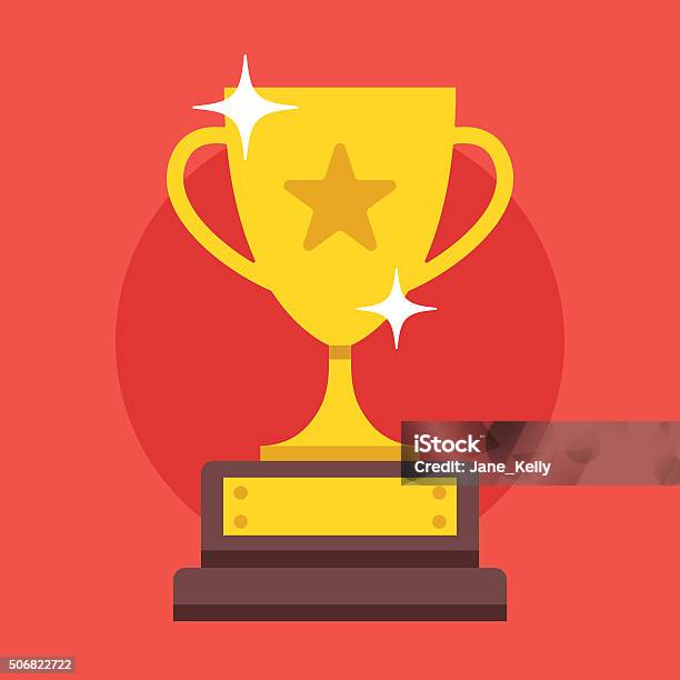 Golden Cup Modern Flat Design Vector Illustration Stock Illustration - Download Image Now - Trophy - Award, Award, Winning