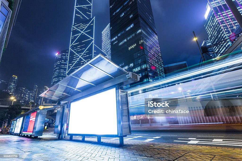 Moderne Stadt in der Werbung Licht-Kästen in hong kong - Lizenzfrei Plakatwand Stock-Foto