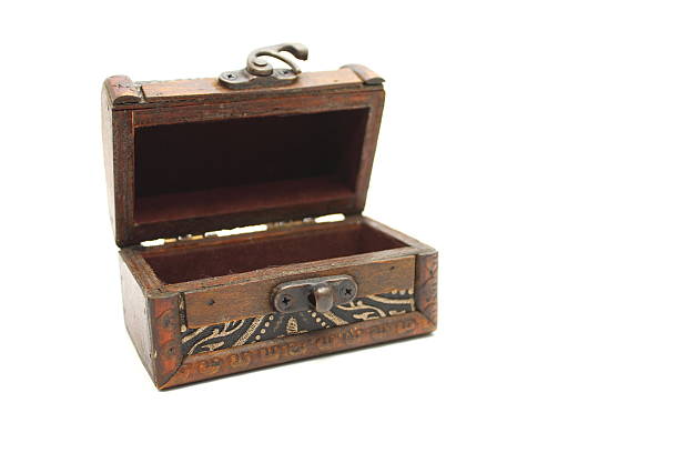 istock Old wooden open chest on a white background 506839045