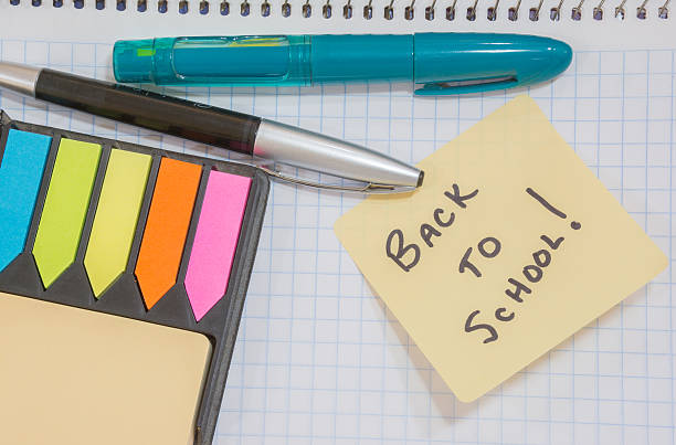 Back to School Sticky Note Reminder stock photo