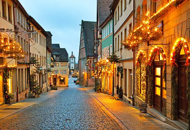 Rothenburg ob der Tauber is one of the most beautiful and romantic villages in Europe, Franconia region of Bavaria, Germany.