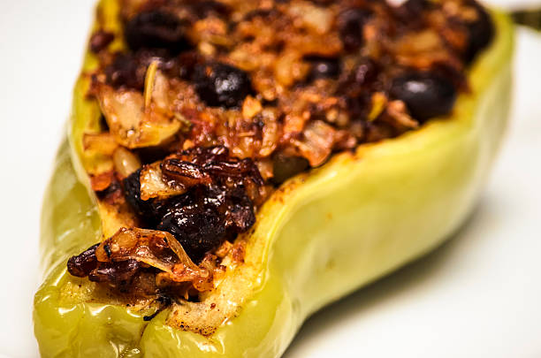 Cubanelle Stuffed Pepper with Black Beans, Rice and Lentils