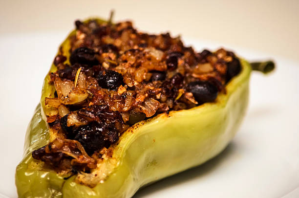 Cubanelle Stuffed Pepper with Black Beans, Rice and Lentils