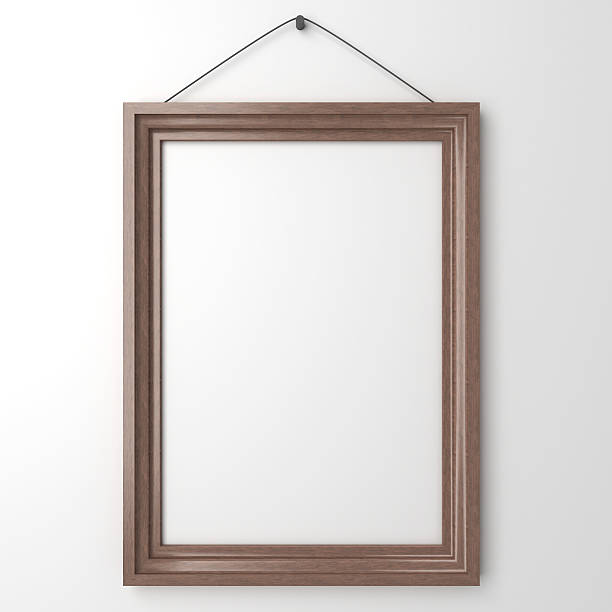 istock wooden blank frame on white wall 506846461