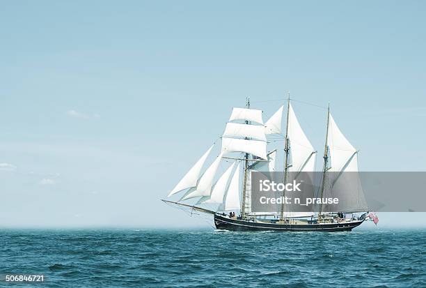 Three Mast Schooner Stock Photo - Download Image Now - Sailing Ship, Sail, Ship