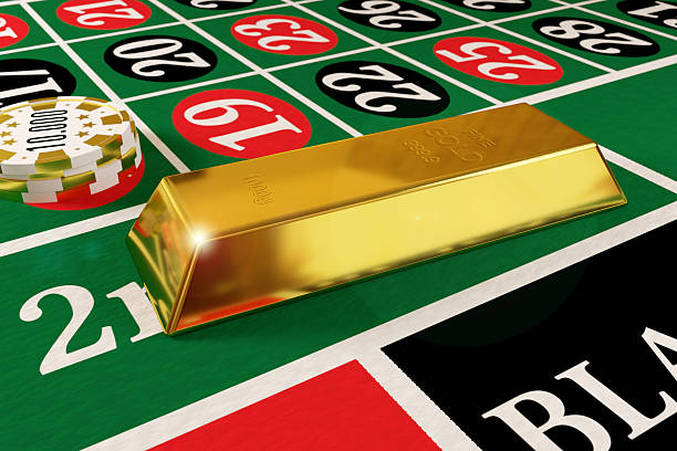 final bet rendered gold bar and tokens on the roulette table ice hockey betting bonus stock pictures, royalty-free photos & images