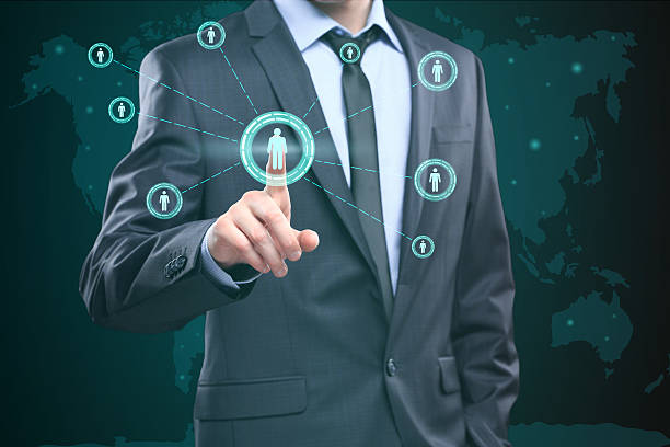 istock Touching Contact Us Concept on Visual Screen. Businessman pressing button 506851560