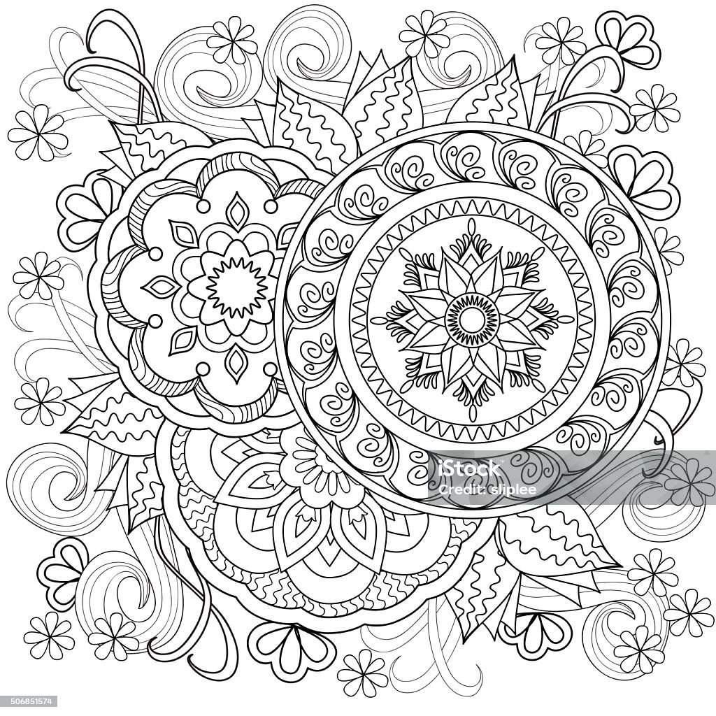 Flowersmandalasb10 Stock Illustration - Download Image Now - Coloring Book  Page - Illlustration Technique, Mandala, Adult - iStock
