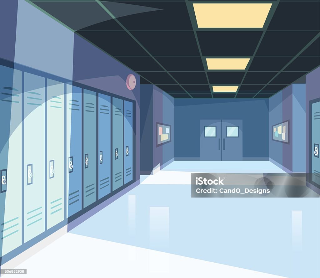 School Hallway Cartoon vector of a school hallway School Building stock vector