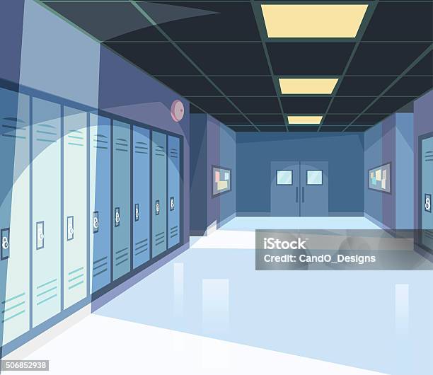 School Hallway Stock Illustration - Download Image Now - School Building, Education, Locker