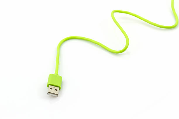 istock Green USB cable for smartphone. 506857168