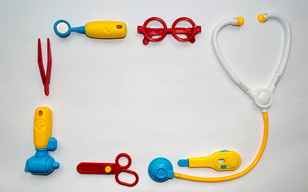 istock Toy doctor set on white background with space for text 506857258