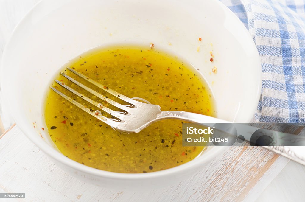 Salad dressing. Selective focus. Salad dressing. Selective focus. View from above Condiment Stock Photo