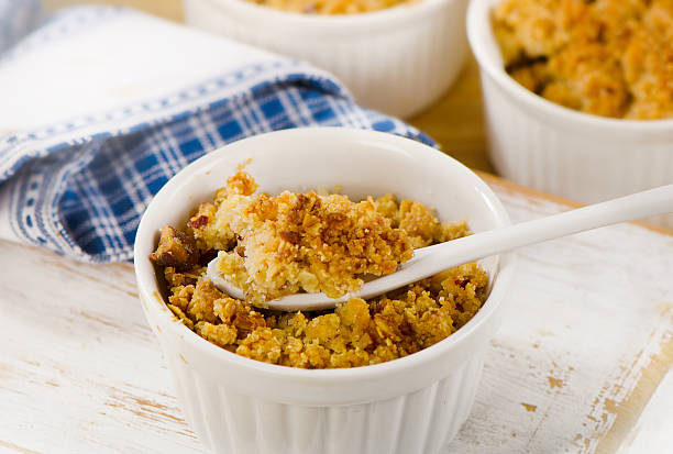 istock Apple Crumble Dessert on a wooden board. 506859882