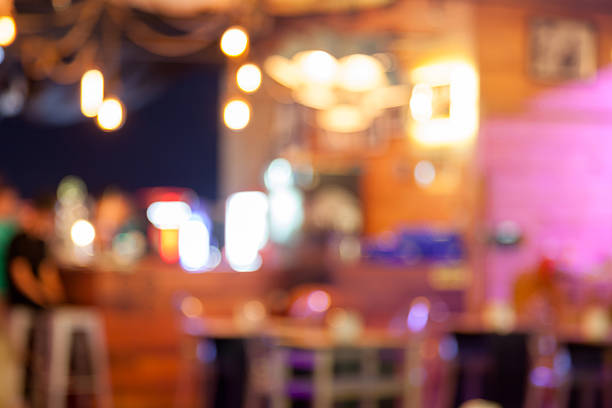 istock Blurred background – bar and restaurant at night 506867498