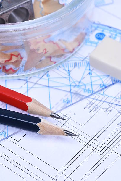 istock Pencils rulers and electrical scheme 506871156
