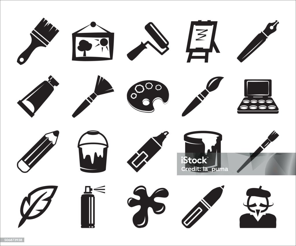 arts and crafts Black icon arts and crafts on a white background Paintbrush stock vector