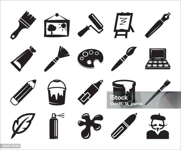 Arts And Crafts Stock Illustration - Download Image Now - Paintbrush, Icon Symbol, Paint