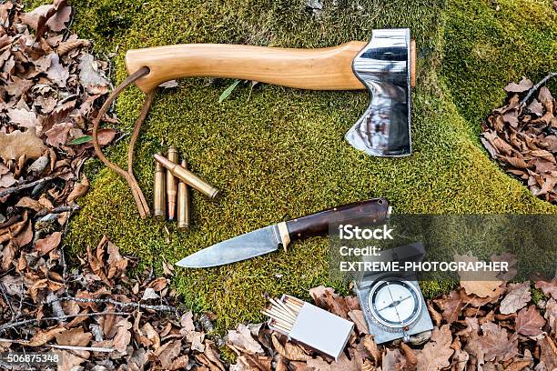Important Items Stock Photo - Download Image Now - Axe, Bullet, Camping