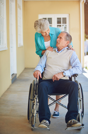 Shot of a senior woman pushing her husband in a wheelchair at a retirement homehttp://195.154.178.81/DATA/i_collage/pu/shoots/806255.jpg