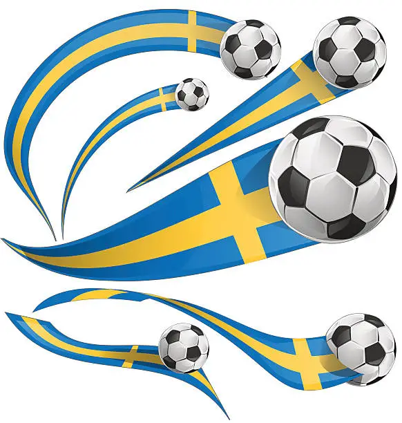 Vector illustration of sweden flag set with soccer ball