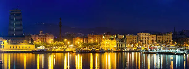 Photo of Barcelona from Port Vell in night