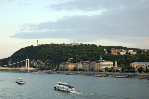 Gellert hill on Danube river Budapest cityscape