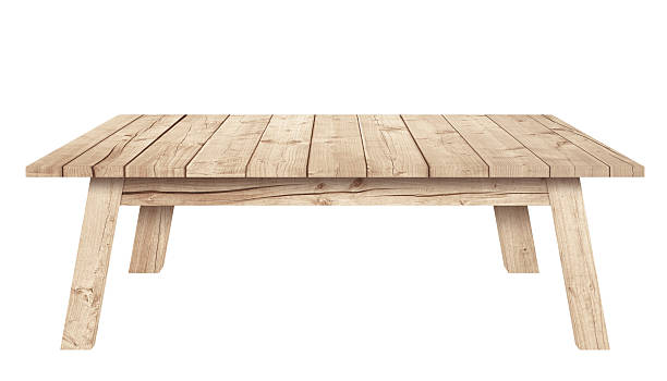 istock Brown wooden table is isolated white background 506890460