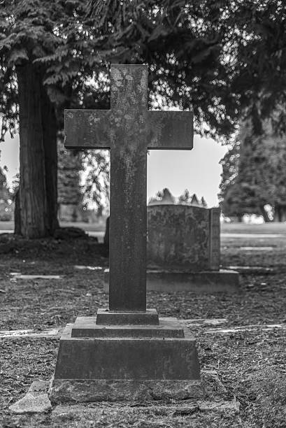 istock Tombstone and graves in graveyard landscape 506890690
