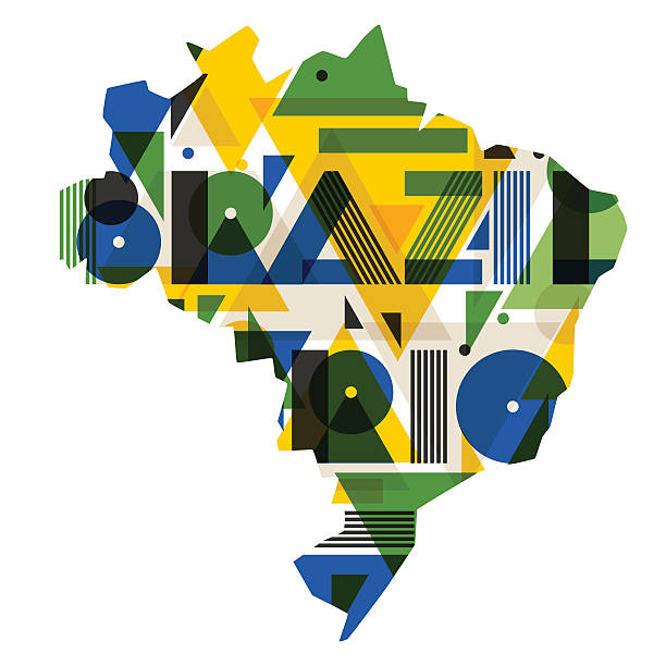 ilustrações de stock, clip art, desenhos animados e ícones de brasil e rio com mapa em estilo abstrato geométrico. format (formatar - the americas latin american and hispanic ethnicity map latin america