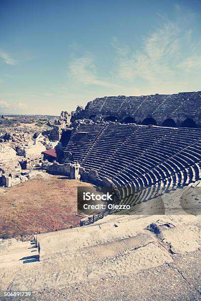 Ancient Ruins In Side Turkey Instagram Effect Stock Photo - Download Image Now - Amphitheater, Anaerobic Exercise, Anatolia