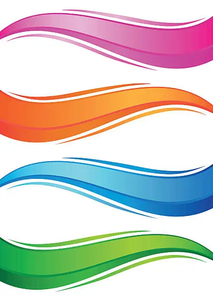 Vector illustration of Waves of colorful banners set