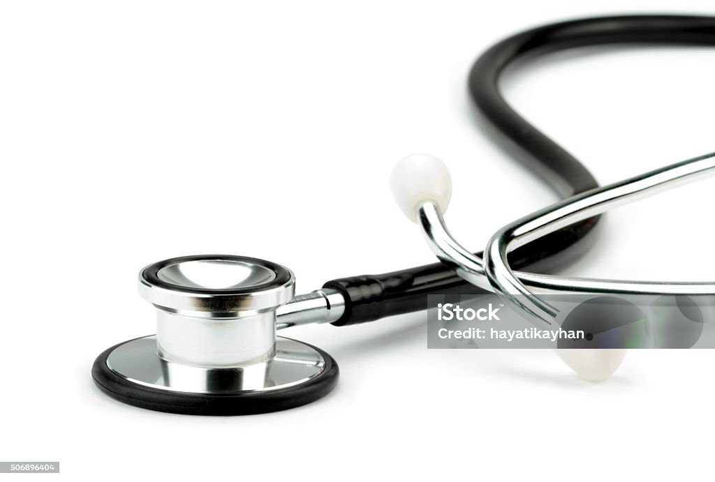 Stethoscope on white background Medical equipment.  Close-up  image. Stethoscope Stock Photo