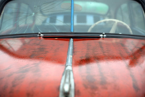 Detail of a vintage car parked along the US route 66 neat the city of Galena, in the State of Kansas, USA.