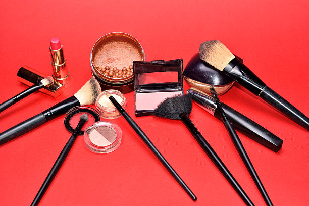 istock Set of decorative cosmetics on light colorful background 506898920