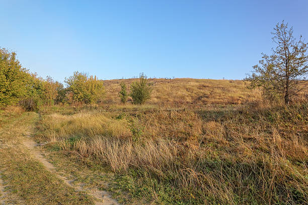 istock Trail in the grass field in the hills. 506899270