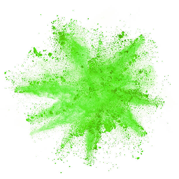 istock Explosion of green powder on white background 506899746